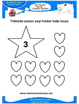 Çocuklar İçin Sayılar Çalışma Sayfaları 